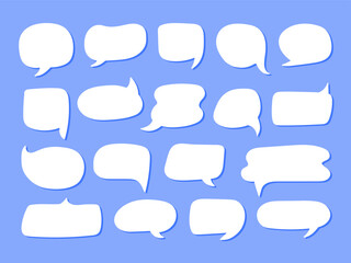 Speech bubbles set. Hand drawn cloud message. Cute dialog communication icon collection.