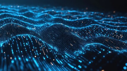 Abstract digital wave with glowing particles