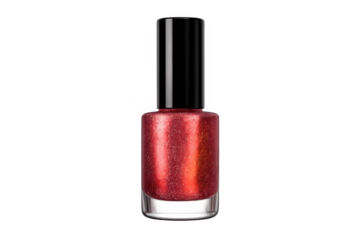 Red glitter nail polish bottle for beauty and manicure