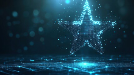 Digital star graphic, glowing points, dark background
