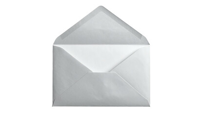 Isolated, open, white envelope with stark lighting on a black background. Simple and minimalistic
