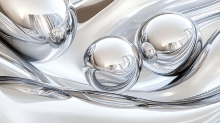 Abstract design of flowing, reflective spheres