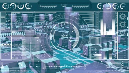 Animation of data processing over computer circuit board on black background - Powered by Adobe