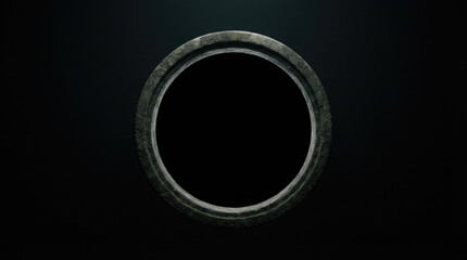 Fototapeta premium Background shows a dark central circle surrounded by a faint glow against a dark gradient backdrop with subtle variations in shading
