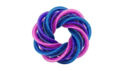 Intertwined Blue and Pink Tubular Rings