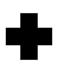 Obraz premium Black plus icon in a flat minimalist style isolated on white background, commonly used for add, create, or expand actions in UI and UX design.