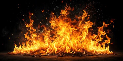 Obraz premium Large fire with a lot of smoke and ash