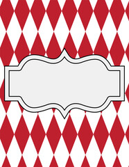 Geometric rhombus checker backdrop with decorative frame panel, ideal for circus flyers