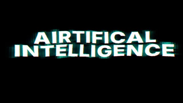 Artificial intelligence concept with futuristic glitch effect