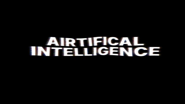 Artificial intelligence concept with futuristic glowing text