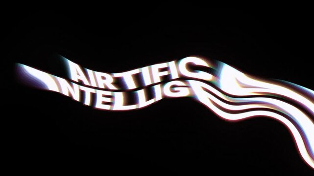 Glowing artificial intelligence text on dark background