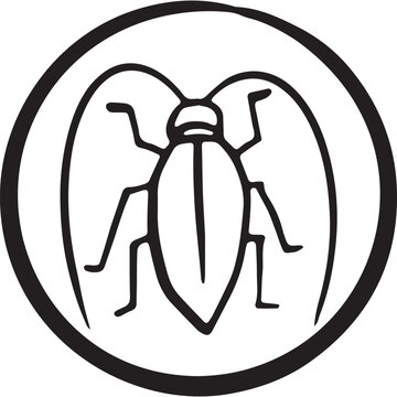 beetle insect icon. Hand draw line art style pest control apps, gardening tools, entomology guides or environmental warnings and farm managemen.