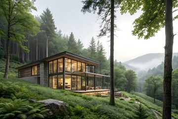 Large house with a lot of trees in the background