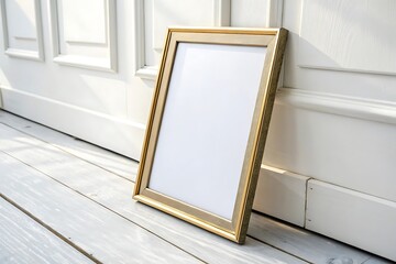 Gold framed picture with a white background