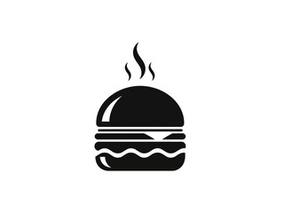 Fototapeta premium A black hamburger icon with steam rising