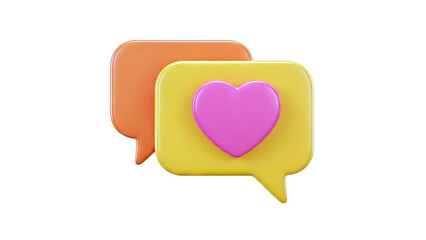 3D Chat Bubbles with Heart Icon