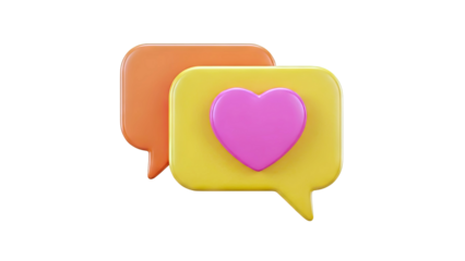 3D Chat Bubbles with Heart Icon