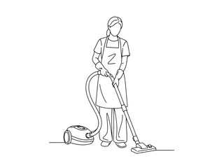 A woman using a vacuum cleaner to clean the floor effectively