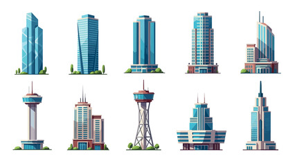 Obraz premium Collection of modern urban architectural icons in flat design