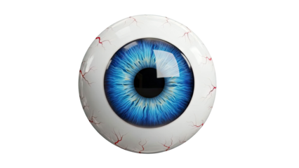Close-up of a Realistic Blue Eyeball with Red Veins