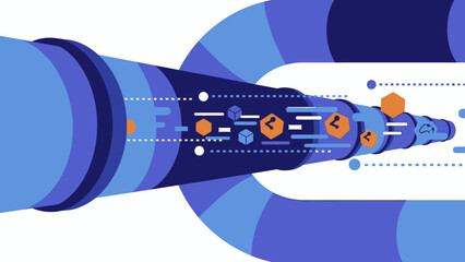 An industrial conveyor belt system in operation from a top-down viewpoint showcasing technology and machinery