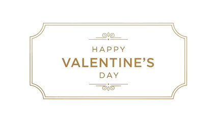 Elegant Golden Border With 'Happy Valentine's Day' Text On White Background - Romantic Celebration