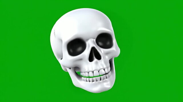 Dynamic skull on green color background stock video.