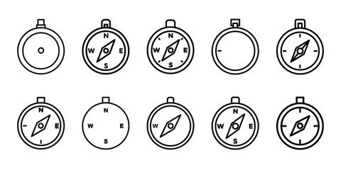 Party celebration navigation compass travel line art icon set. Minimalist Holiday line art vector icons collection © Giri