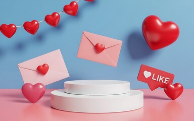 Love letters and hearts display