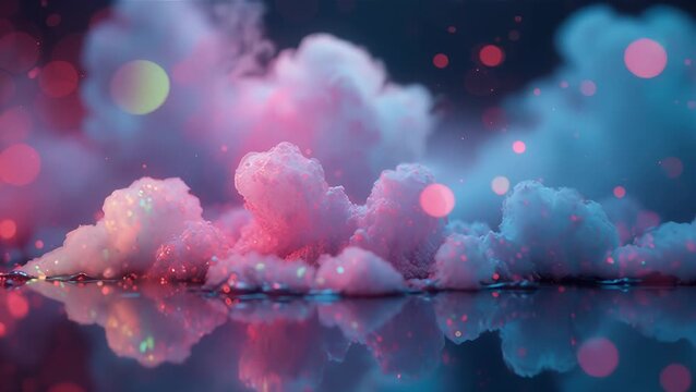 Ethereal Pink and Blue Cloudscape with Reflections and Bokeh