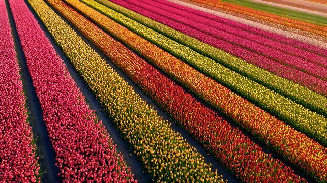 Field of tulips in rows - Powered by Adobe