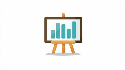 Illustration of a presentation board with vertical bar chart on a wooden easel