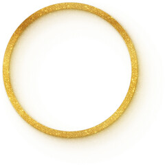 Round gold glitter circle ring frame with drop shadow