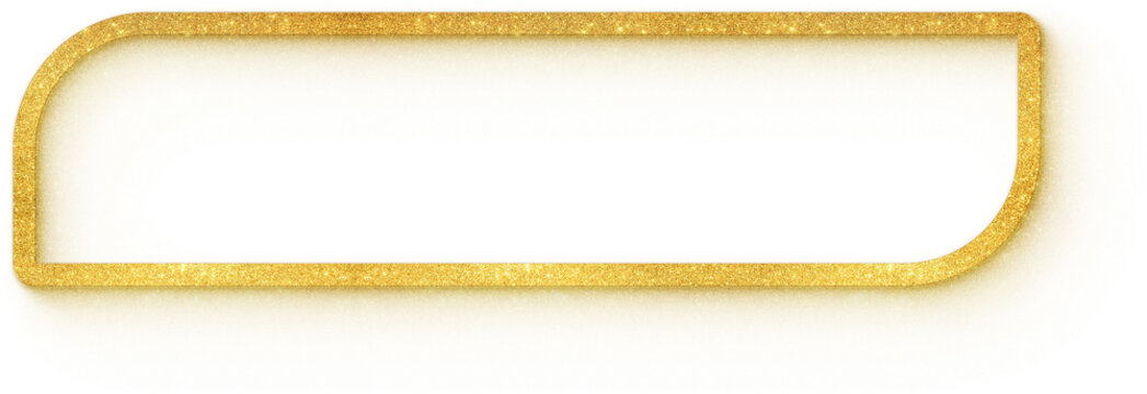Simple gold glitter rectangular frame with rounded corners