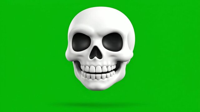 Emoji Skull on bright green background video frame collection.