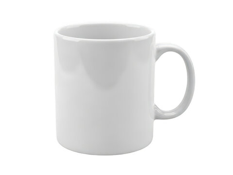 White ceramic mug isolated on transparent background