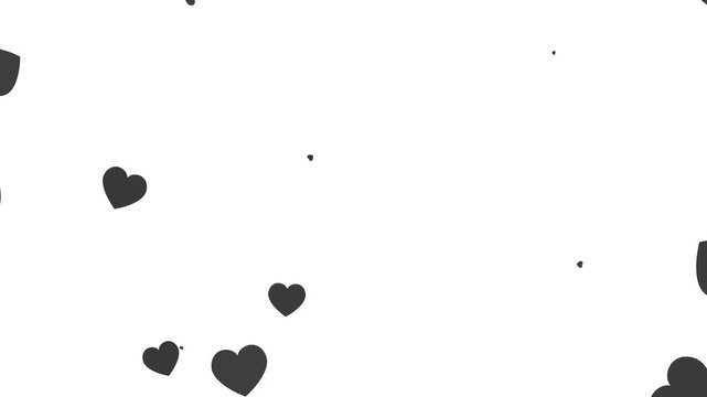 2026 Red Heart Particles Animation, Love explosion overlay Valentines day hearts icon falling animation, Romantic red heart flying 4k video. Alpha channel, transparent background. 4K resolution. 