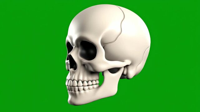 Emoji Skull frames on vivid green background video.