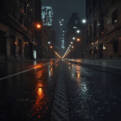 Fototapeta premium Rainy City Street at Night