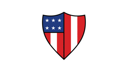 American Shield Emblem with Stars and Stripes, Patriotic Symbol