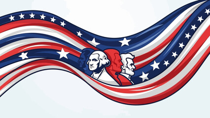 American Presidents Waving Flag Background, USA Patriotism and Democracy