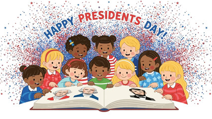 Diverse Kids Learn About Presidents Day From Open Book