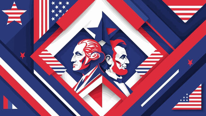 George Washington and Abraham Lincoln United States Patriotic Abstract Design
