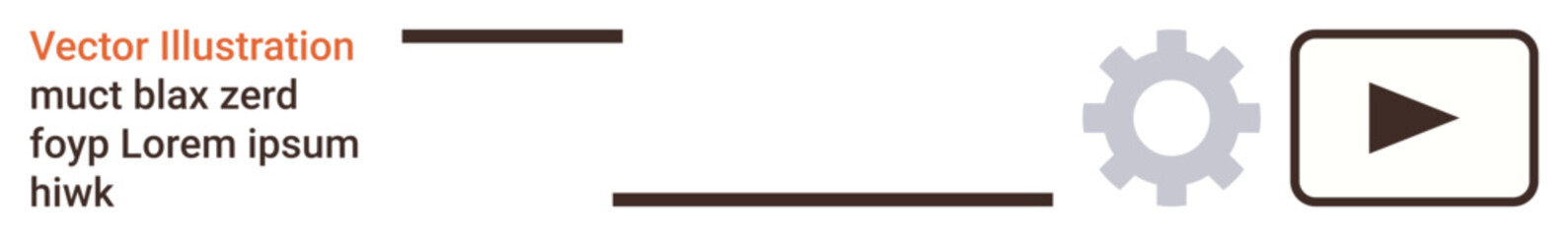 Obraz premium Automation, technology, workflow, machine learning, operations, digital content. Gear and play button with placeholder text. Automation and technology concepts for business processes