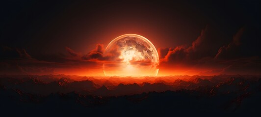 silhouette of eclipse moon sun ,generative AI