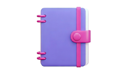 Purple and Pink 3D Journal with Elastic Closure