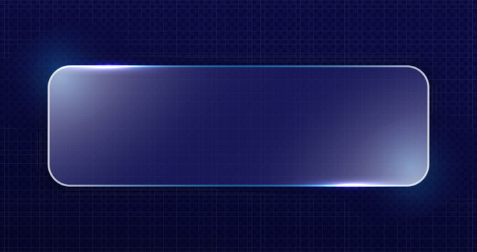 Transparent frosted glass rectangle. Glassmorphism element in dark blue colors for modern UI design elements and minimalist layouts. Glass texture icon. Vector