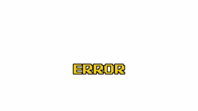 Retro 8 Bit Game Style Pixel Art ERROR Text Animation Vintage Arcade Asset Loop 4k video animation seamless loop