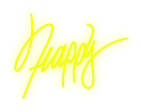 Neon lettering &ldquo;happy&rdquo; in glowing vintage style