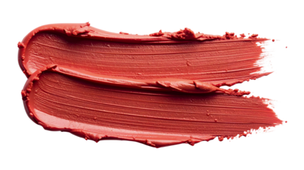 Lipstick smear smudge swatch. Matte creamy makeup texture. Nude color cosmetic product isolated on transparent background